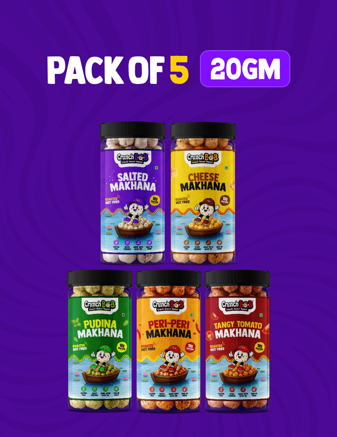 CrunchBoB Mini Munch Combo – Pack of 5 | 20g